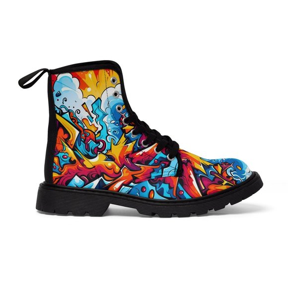 Graffiti Man Shoes, Luxury Stylish, Men's Canvas Boots, Classy Mod Art Deco Out - Picture 4 of 9